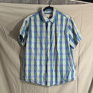 Casual Blue and Green Checkered Men's Shirt